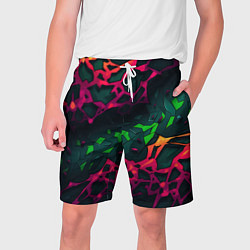 Шорты на шнурке мужские Яркая абстракция в стиле камуфляжа, цвет: 3D-принт