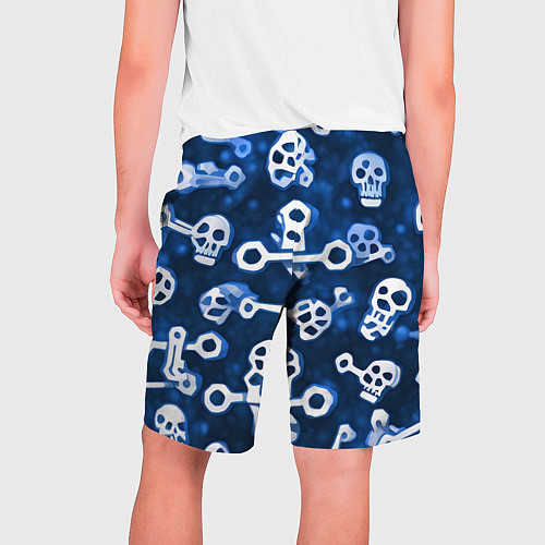 Мужские шорты Белые черепки и кости на синем / 3D-принт – фото 2