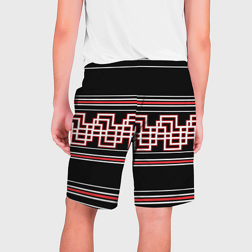 Мужские шорты Греческие линии красные и белые / 3D-принт – фото 2