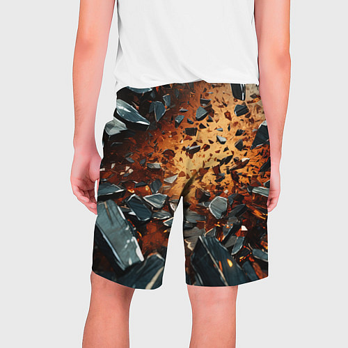 Мужские шорты Летящие камни и взрыв / 3D-принт – фото 2