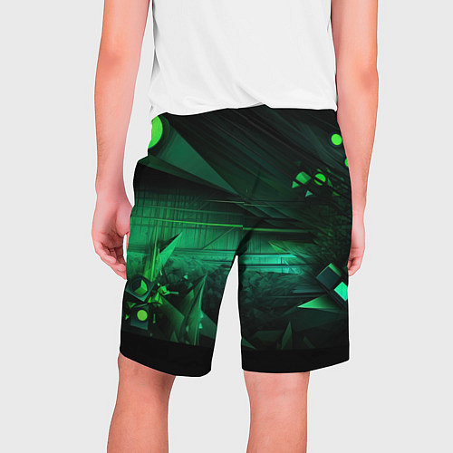 Мужские шорты Зеленая абстракция зеленая / 3D-принт – фото 2