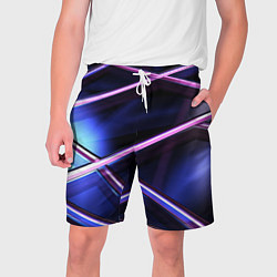 Шорты на шнурке мужские Фиолетовая геометрическая абстракция, цвет: 3D-принт