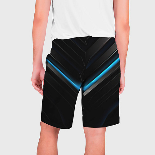 Мужские шорты Черная абстракция с синим неоновым ярким свечением / 3D-принт – фото 2