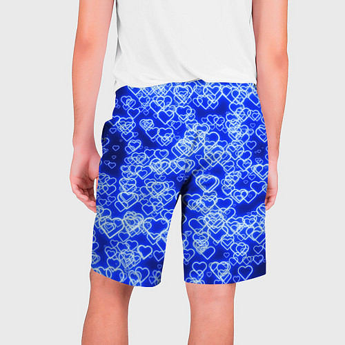 Мужские шорты Неоновые сердечки синие / 3D-принт – фото 2