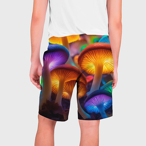 Мужские шорты Неоновые светящиеся грибы / 3D-принт – фото 2