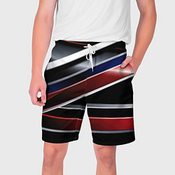 Шорты на шнурке мужские Белые черные красные полосы, цвет: 3D-принт