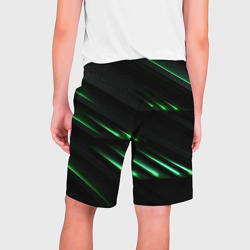 Мужские шорты Спортивный черно-зеленый стиль / 3D-принт – фото 2