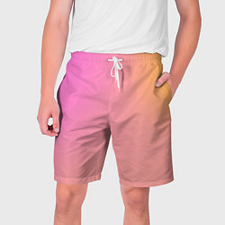 Шорты на шнурке мужские Розово-желтый градиент, цвет: 3D-принт