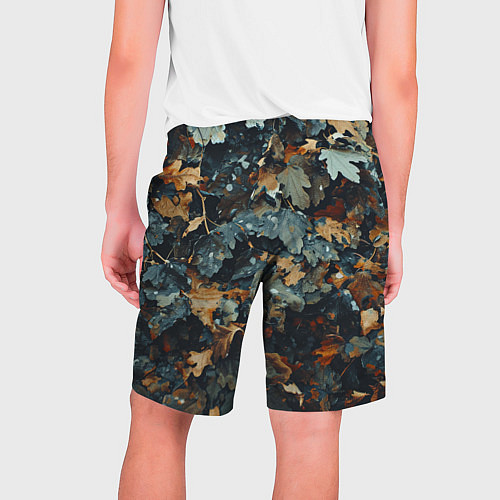 Мужские шорты Реалистичный камуфляж из сухих листьев / 3D-принт – фото 2