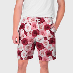 Шорты на шнурке мужские Красные и розовые розы, цвет: 3D-принт