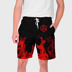 Шорты на шнурке мужские Linkin Park красный огонь лого, цвет: 3D-принт