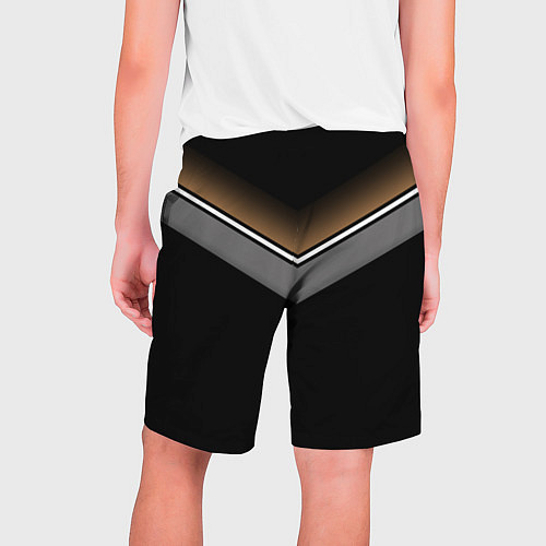Мужские шорты Абстракция графика серая и коричневая полоски на ч / 3D-принт – фото 2