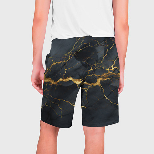 Мужские шорты Золотое напыление на черном камне / 3D-принт – фото 2