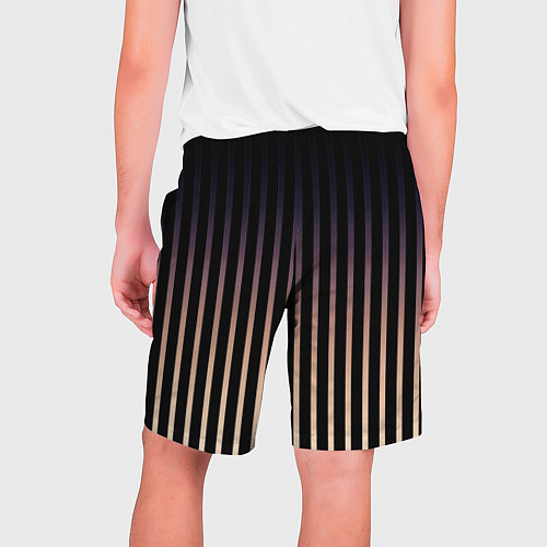 Мужские шорты Переливающиеся полосы чёрно-бежевый / 3D-принт – фото 2