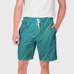 Шорты на шнурке мужские Жидкая текстура оттенков морской волны, цвет: 3D-принт