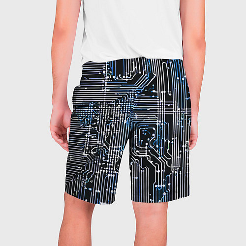 Мужские шорты Киберпанк схемы белые и синие / 3D-принт – фото 2