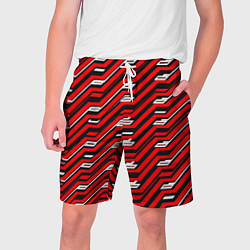 Шорты на шнурке мужские Киберпанк узор красный и чёрный, цвет: 3D-принт