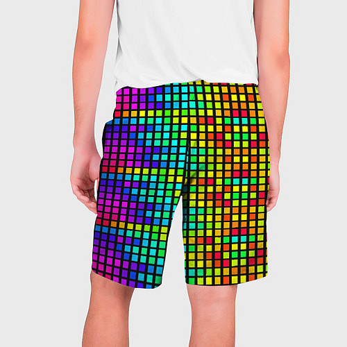 Мужские шорты Разноцветные квадраты на чёрном фоне / 3D-принт – фото 2