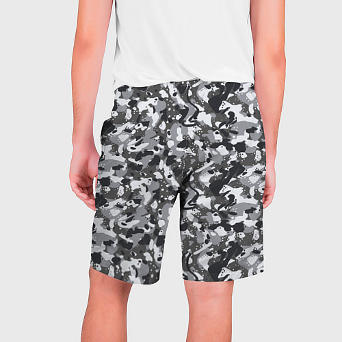 Мужские шорты Пиксельный камуфляж серого цвета / 3D-принт – фото 2