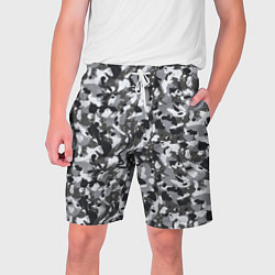 Шорты на шнурке мужские Пиксельный камуфляж серого цвета, цвет: 3D-принт