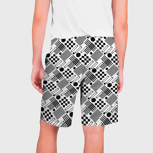 Мужские шорты Современный черно белый геометрический узор / 3D-принт – фото 2