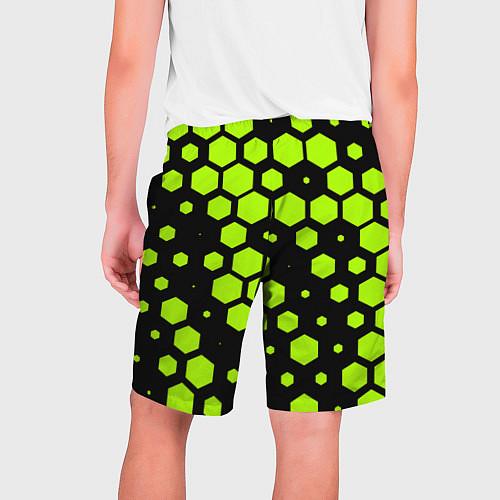 Мужские шорты Зеленые соты киберпанк / 3D-принт – фото 2