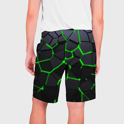 Мужские шорты Зеленые плиты киберпанк / 3D-принт – фото 2