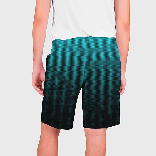 Мужские шорты Градиент полосатый чёрно-бирюзовый / 3D-принт – фото 2