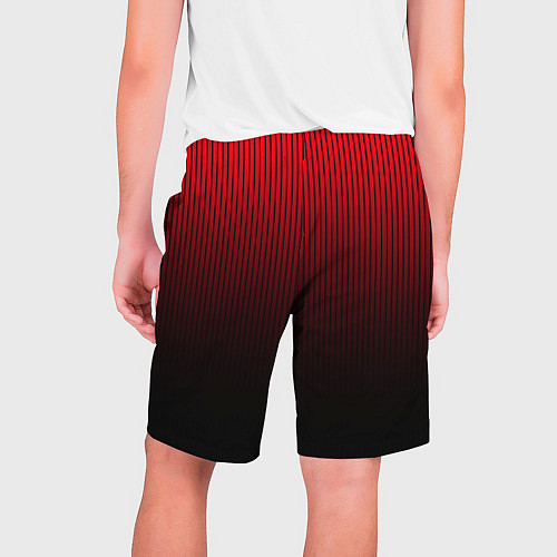 Мужские шорты Красно-чёрный градиент в полоску / 3D-принт – фото 2