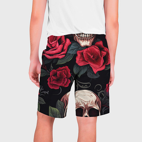 Мужские шорты Черепа с красными розами / 3D-принт – фото 2
