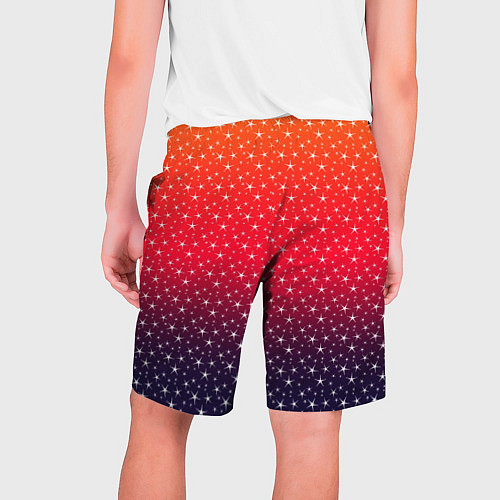 Мужские шорты Градиент оранжево-фиолетовый со звёздочками / 3D-принт – фото 2
