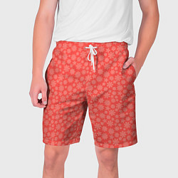 Шорты на шнурке мужские Коралловый в цветочек паттерн, цвет: 3D-принт