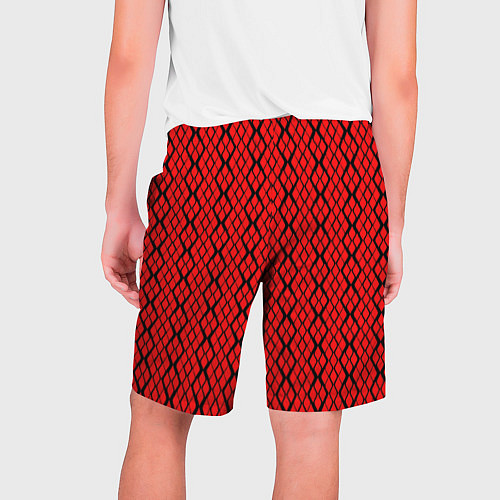 Мужские шорты Ярко-красный с чёрными линиями / 3D-принт – фото 2
