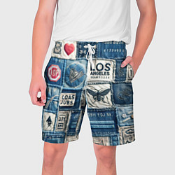 Мужские шорты Лос Анджелес на джинсах-пэчворк