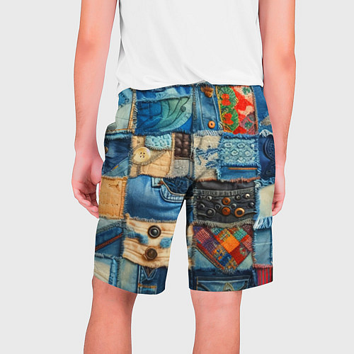 Мужские шорты Vanguard denim patchwork - ai art / 3D-принт – фото 2