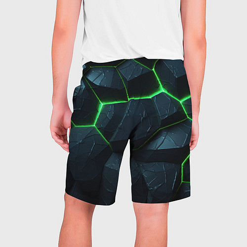 Мужские шорты Abstract dark green geometry style / 3D-принт – фото 2