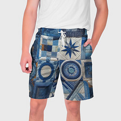 Шорты на шнурке мужские Denim patchwork - ai art, цвет: 3D-принт