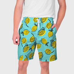 Шорты на шнурке мужские Летние лимоны - паттерн, цвет: 3D-принт