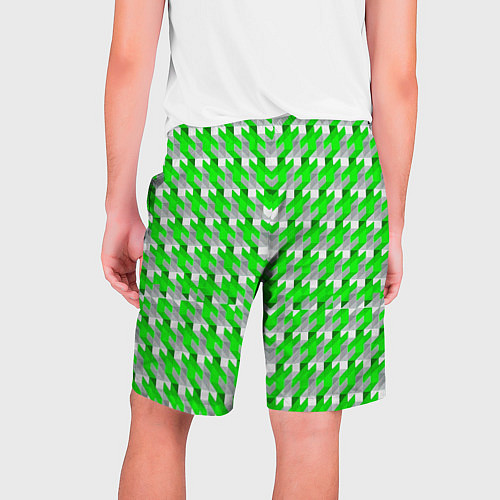 Мужские шорты Зелёно-белый паттерн / 3D-принт – фото 2