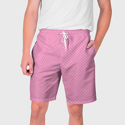 Шорты на шнурке мужские Розовый паттерн сеточка, цвет: 3D-принт