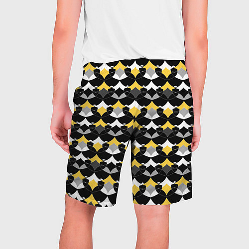 Мужские шорты Желто черный с белым геометрический узор / 3D-принт – фото 2