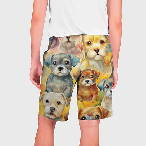 Мужские шорты Красочный паттерн с щенками / 3D-принт – фото 2