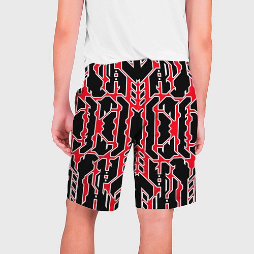 Мужские шорты Техно красные линии с белой обводкой на чёрном фон / 3D-принт – фото 2