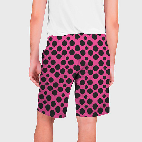 Мужские шорты Гороховый тренд черный на розовом фоне / 3D-принт – фото 2