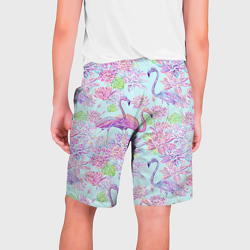 Мужские шорты Фламинго и кувшинки батик / 3D-принт – фото 2
