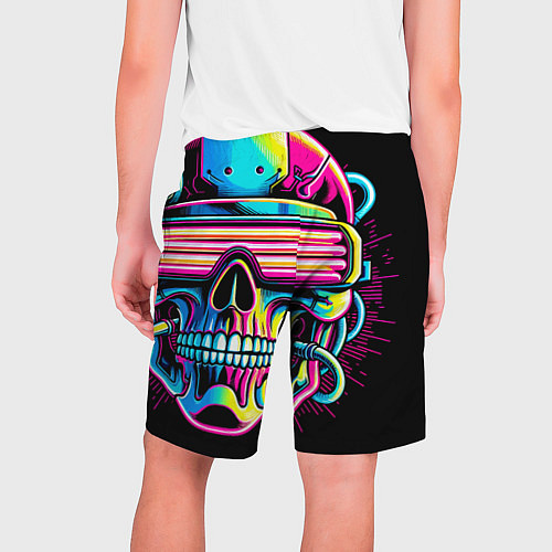 Мужские шорты Cyber skull - ai art neon / 3D-принт – фото 2