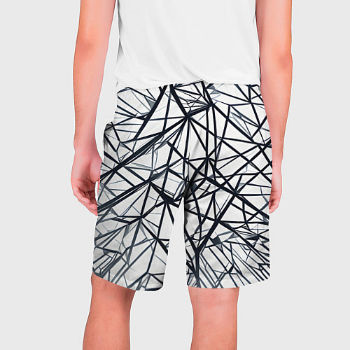 Мужские шорты Чёрные хаотичные линии на белом фоне / 3D-принт – фото 2