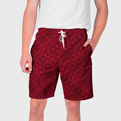 Шорты на шнурке мужские Тёмно-красный однотонный текстурированный, цвет: 3D-принт