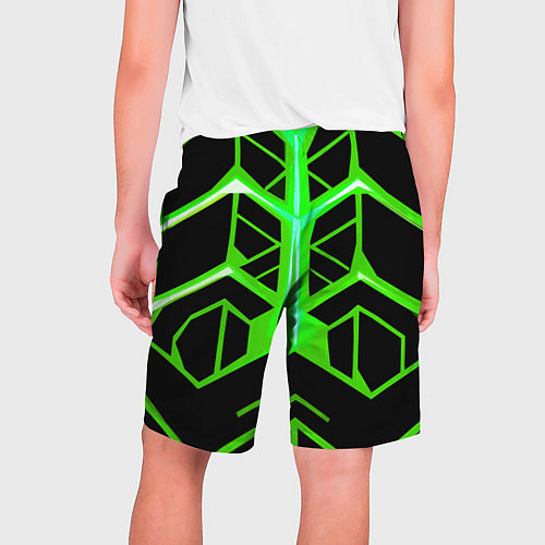 Мужские шорты Green lines on a black background / 3D-принт – фото 2