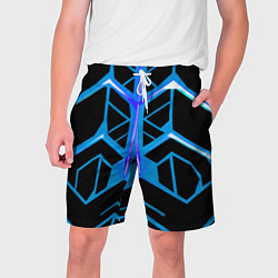 Шорты на шнурке мужские Blue lines on a black background, цвет: 3D-принт